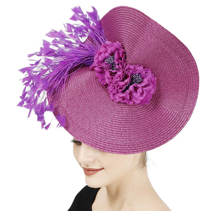 Ladies’ Fascinator Millinery Hat | Elegant Wide Brim Kentucky Derby