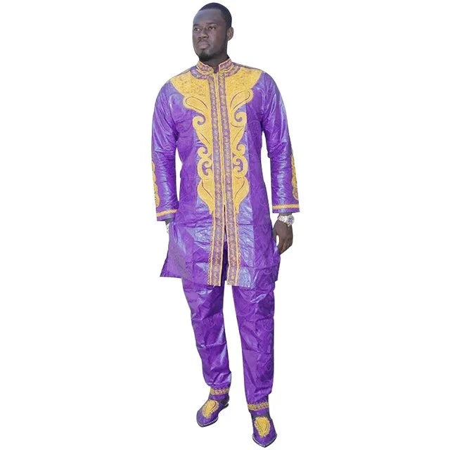 2 pcs Traditional African Dashiki Shirt and Pants for men