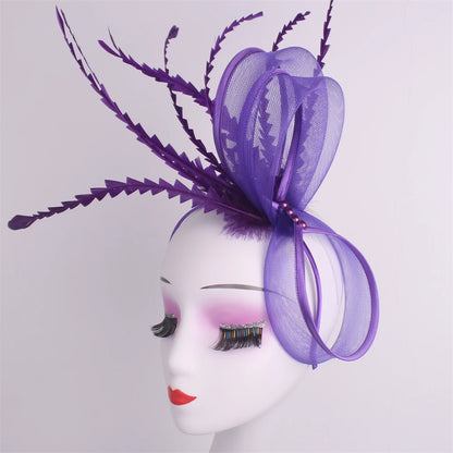 Feather Pillbox Hat Elegant Bow Fascinator