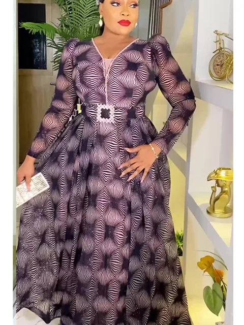 Fashionable Long Sleeve African Maxi Dress