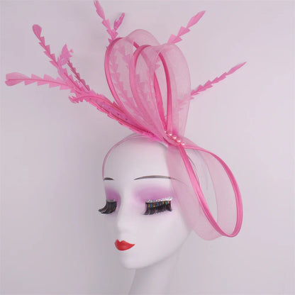 Feather Pillbox Hat Elegant Bow Fascinator