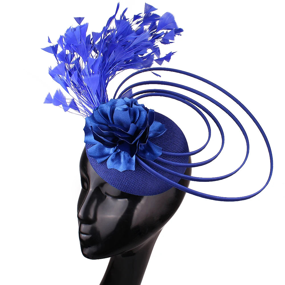 Fancy Sinamay Floral Fascinator – Feather Headpiece for Weddings