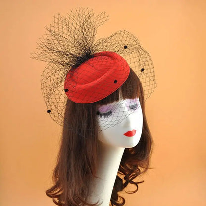 Vintage 20s Felt Pillbox Fascinator – Polka Dot Veil