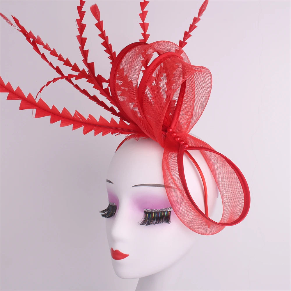 Feather Pillbox Hat Elegant Bow Fascinator