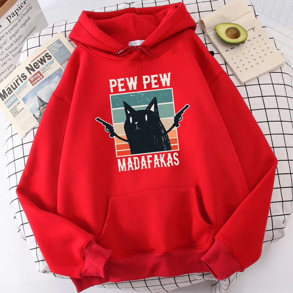 Pew Pew Madafaks Cute Funny Printed Autumn O-Neck Sweatshirt Oversize Hoodies Unisex for Men and Women