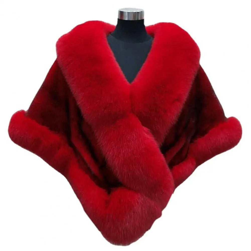 Luxury Fur Poncho Fluffy Shawl Wedding Banquet Dress Plush Cape Coat for Women