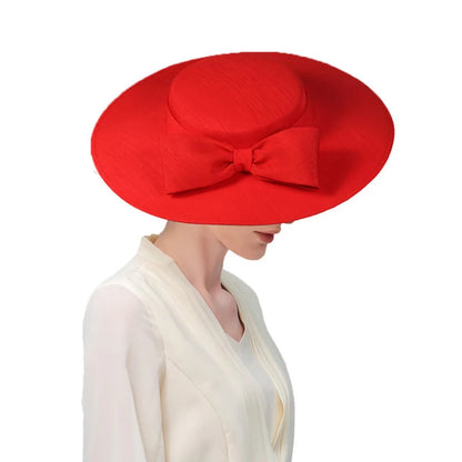 Wide Brim Church Fascinator – Big Bowknot Hat for Weddings