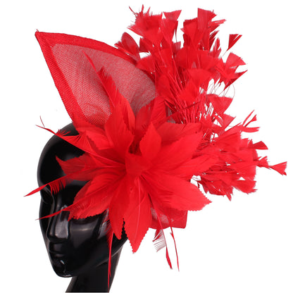 Elegant Wedding Fascinator Hat – Vintage Feather Headdress for Women