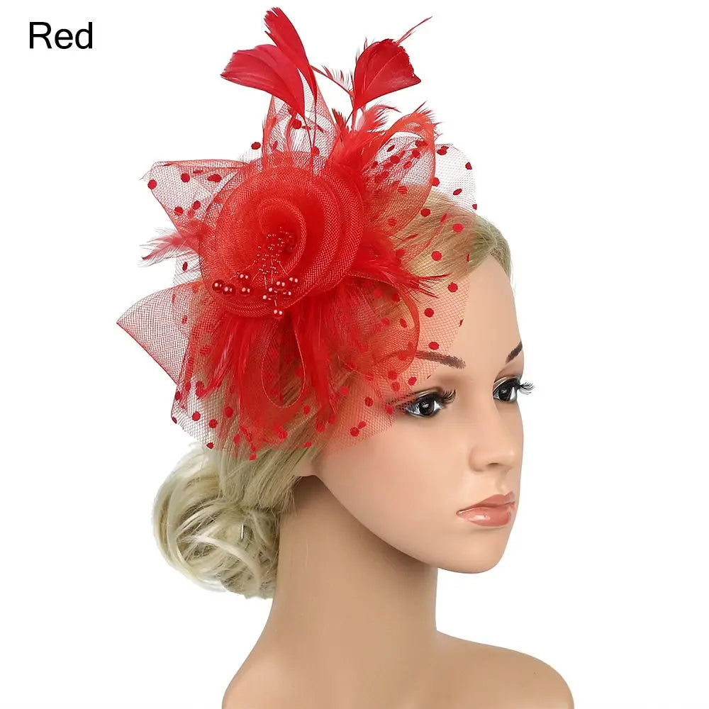 Stylish Fascinator Hat – Mesh Flower & Feather Headband for Tea & Cocktail Parties
