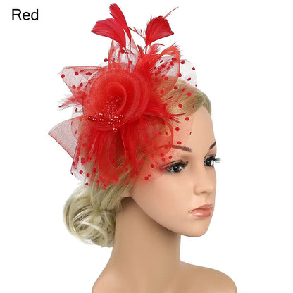 Stylish Fascinator Hat – Mesh Flower & Feather Headband for Tea & Cocktail Parties
