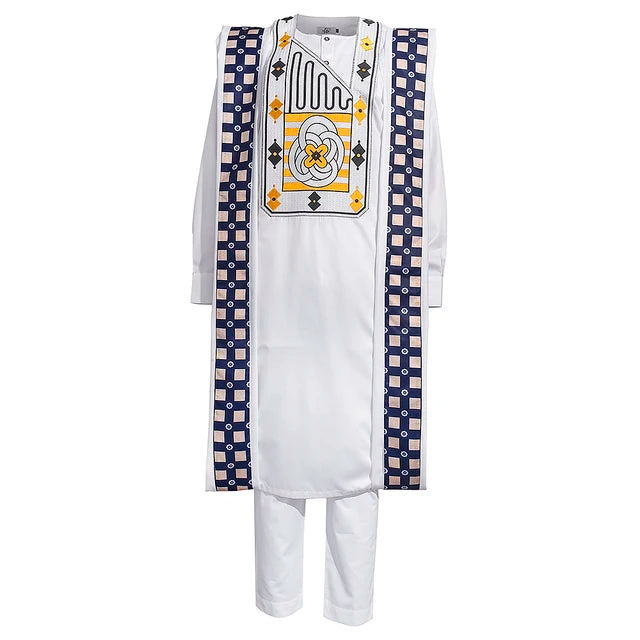 2 pcs Traditional African Embroidery Dashiki Shirt and Pants for men