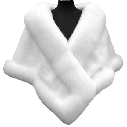 Luxury Fur Poncho Fluffy Shawl Wedding Banquet Dress Plush Cape Coat for Women