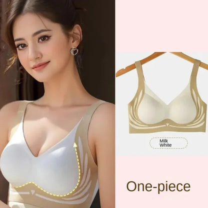 No Wire Push-up Bra Women Gathered Up Soft Support Adjustable Underwear Anti-sagging Seamless Lift-up Bra