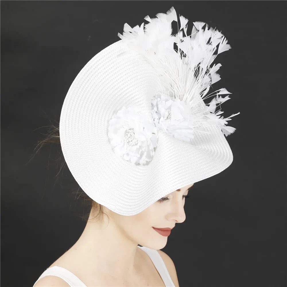 Ladies’ Fascinator Millinery Hat | Elegant Wide Brim Kentucky Derby
