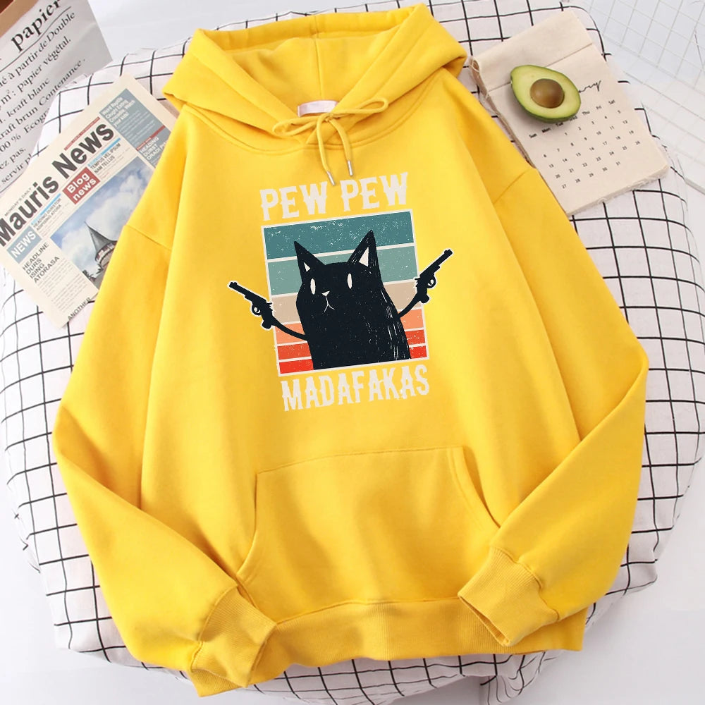 Pew Pew Madafaks Cute Funny Printed Autumn O-Neck Sweatshirt Oversize Hoodies Unisex for Men and Women