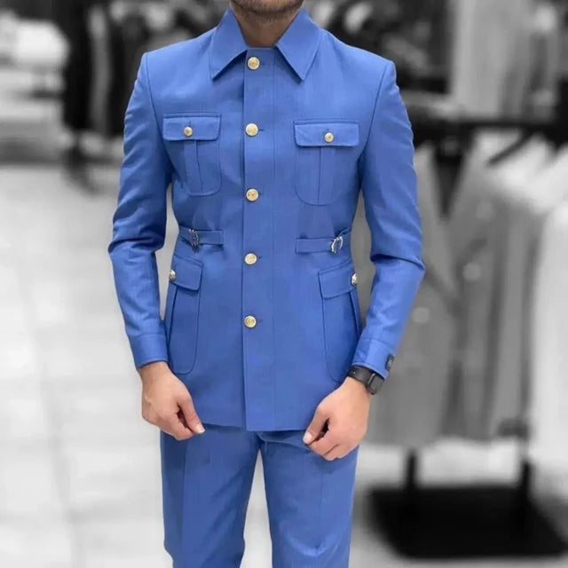 Men Safari Formal Wedding Groom Suits