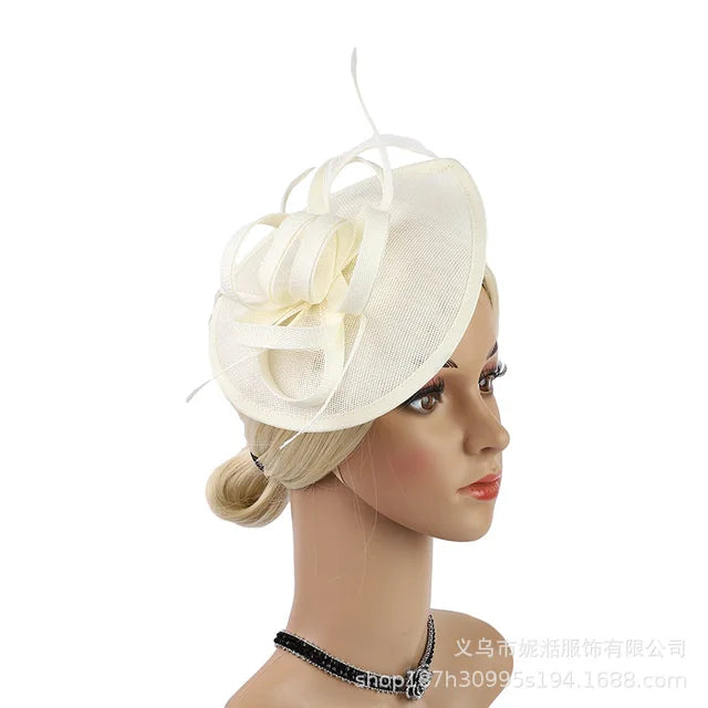 Elegant Hair Drop Fascinator Hat Women Party Hats Bridal Wedding Show Race Millinery With Fancy Flower Headpiece