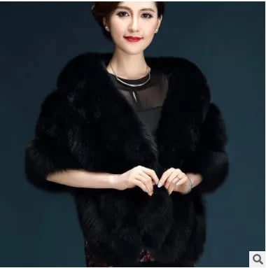 Fox Hair Shawl Wedding Dress Cheongsam Fur Cape Winter Coat for Women