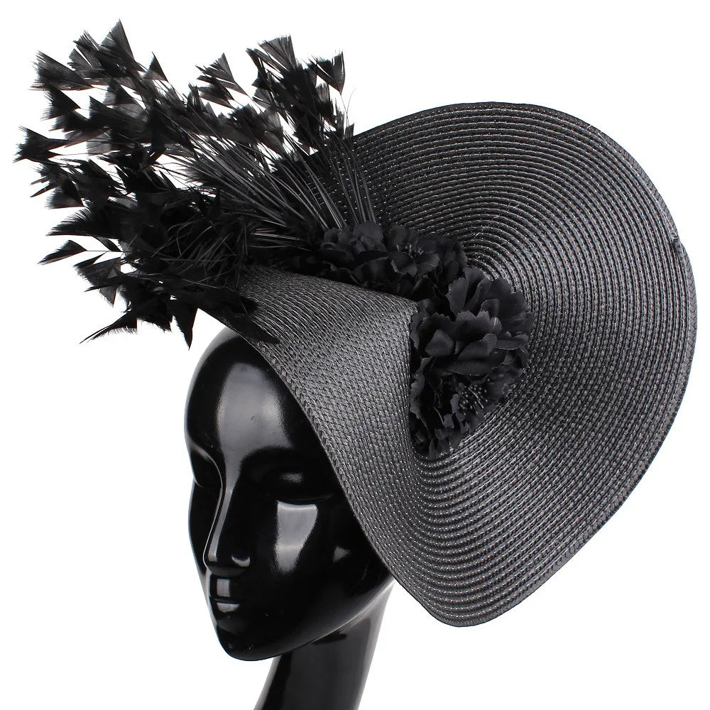 Ladies’ Fascinator Millinery Hat | Elegant Wide Brim Kentucky Derby