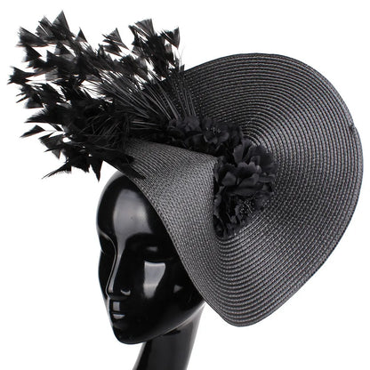 Ladies’ Fascinator Millinery Hat | Elegant Wide Brim Kentucky Derby