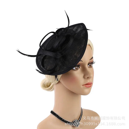 Elegant Hair Drop Fascinator Hat Women Party Hats Bridal Wedding Show Race Millinery With Fancy Flower Headpiece