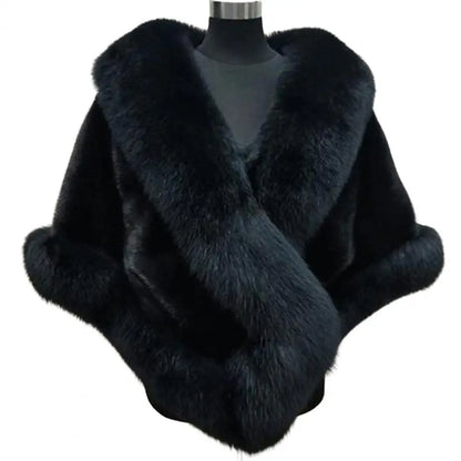 Luxury Fur Poncho Fluffy Shawl Wedding Banquet Dress Plush Cape Coat for Women