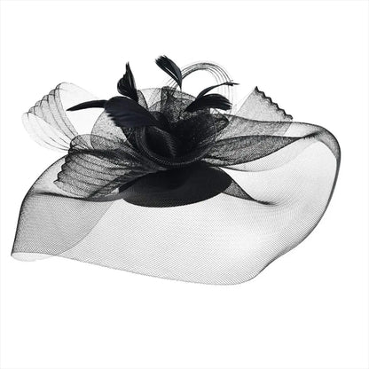 Handmade Lace & Feather Fascinator Bow Hair Clip
