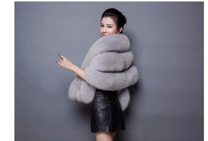 Fox Hair Shawl Wedding Dress Cheongsam Fur Cape Winter Coat for Women