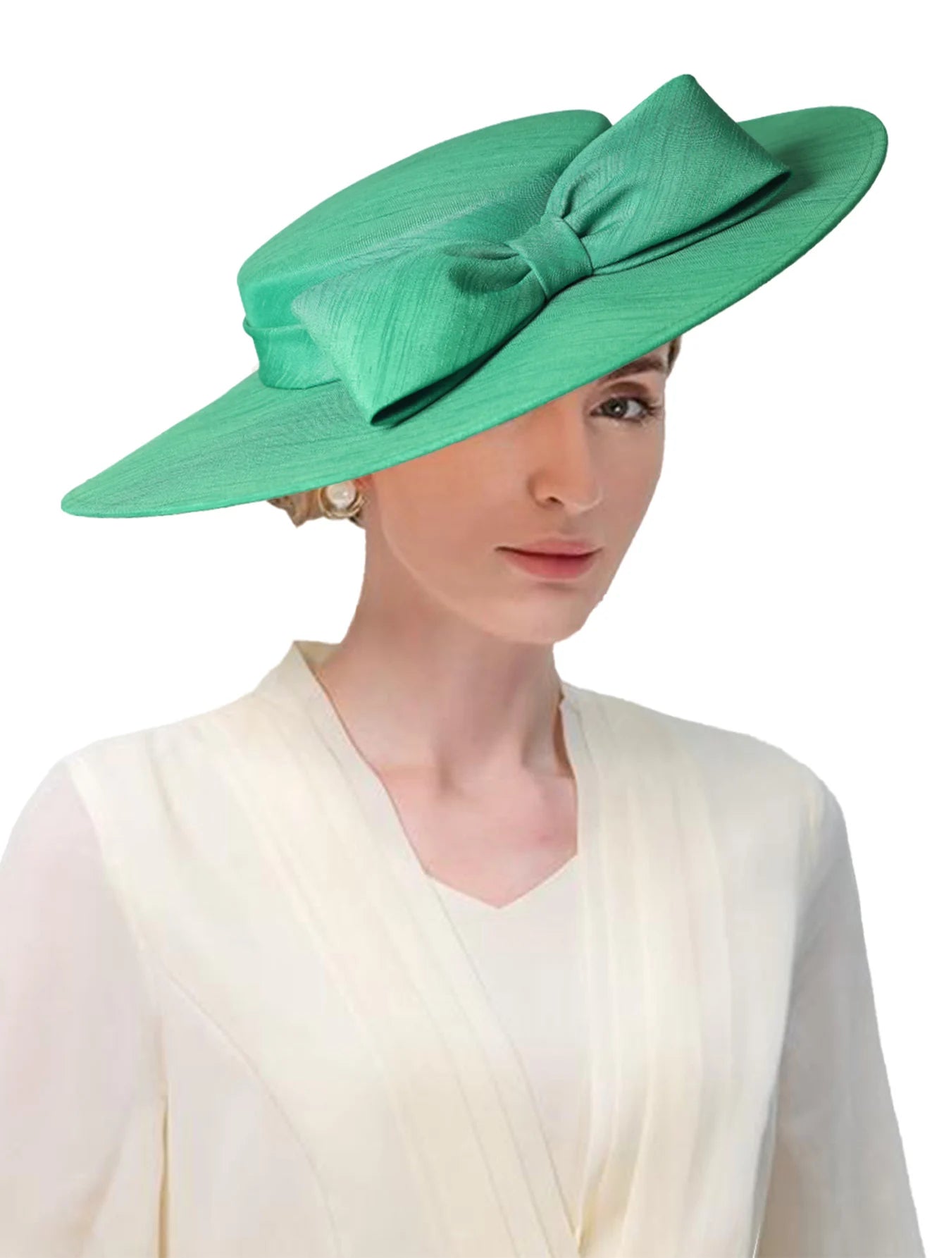 Wide Brim Church Fascinator – Big Bowknot Hat for Weddings