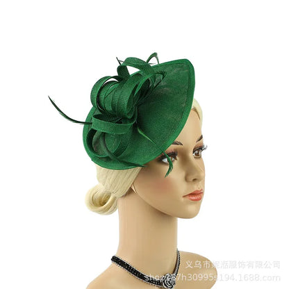 Elegant Hair Drop Fascinator Hat Women Party Hats Bridal Wedding Show Race Millinery With Fancy Flower Headpiece