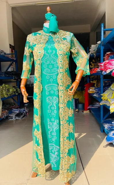 Luxury Embroidery Long Sleeve African dress