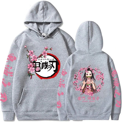 Anime Print Demon Slayer Blade Warm Fleece Japanese Street Kamado Nezuko Sweater Pullover Sweatshirt Hoodie for Men and Women