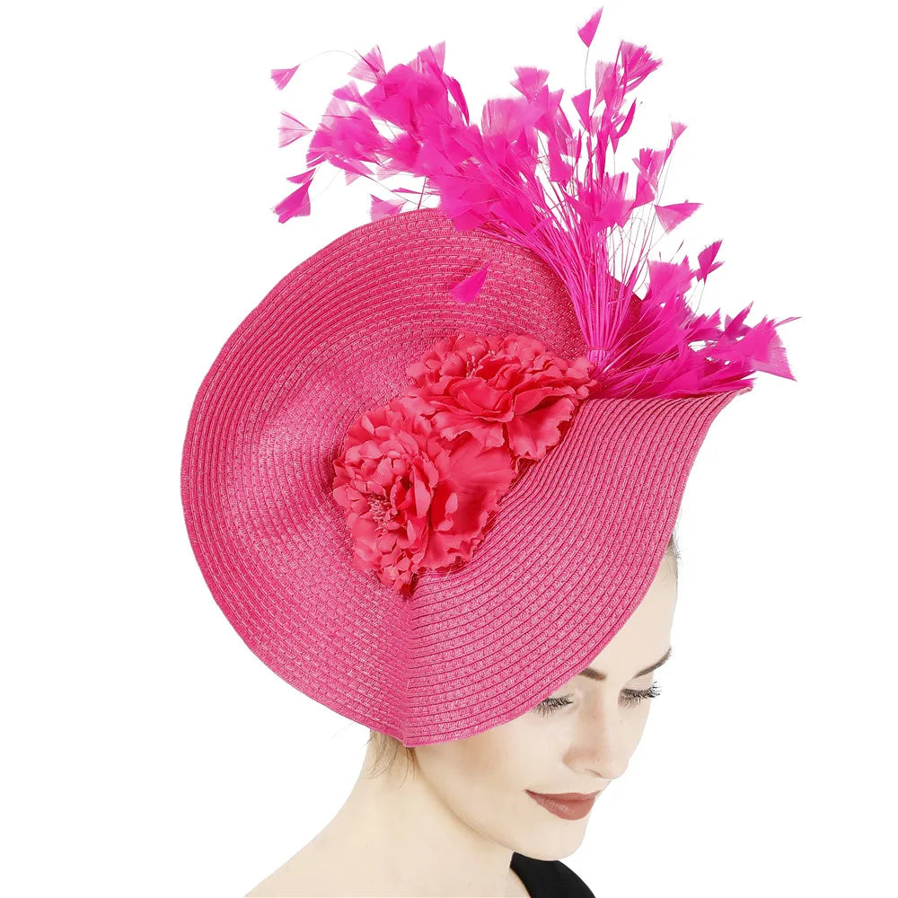 Ladies’ Fascinator Millinery Hat | Elegant Wide Brim Kentucky Derby