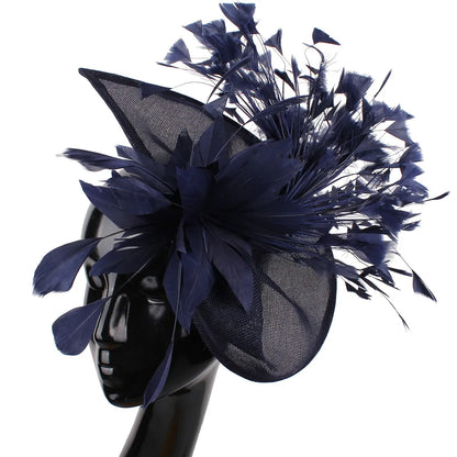 Elegant Wedding Fascinator Hat – Vintage Feather Headdress for Women