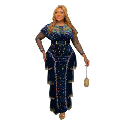 Fashionable Beaded Belted African Party Dress