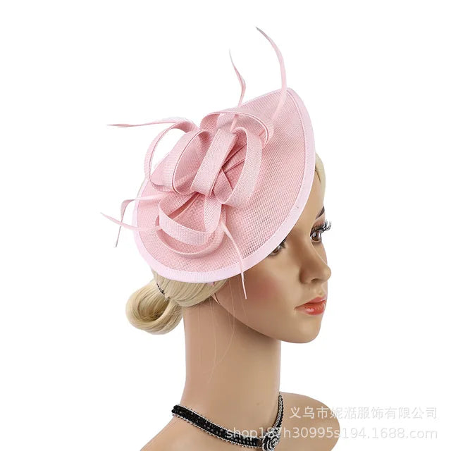 Elegant Hair Drop Fascinator Hat Women Party Hats Bridal Wedding Show Race Millinery With Fancy Flower Headpiece