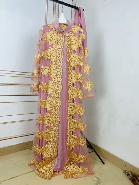 Luxury Embroidery Long Sleeve African dress