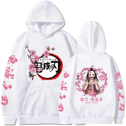 Anime Print Demon Slayer Blade Warm Fleece Japanese Street Kamado Nezuko Sweater Pullover Sweatshirt Hoodie for Men and Women