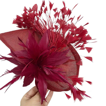 Elegant Wedding Fascinator Hat – Vintage Feather Headdress for Women