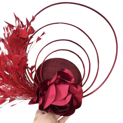 Fancy Sinamay Floral Fascinator – Feather Headpiece for Weddings