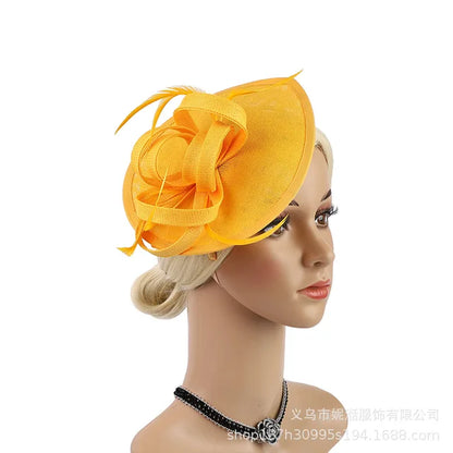 Elegant Hair Drop Fascinator Hat Women Party Hats Bridal Wedding Show Race Millinery With Fancy Flower Headpiece