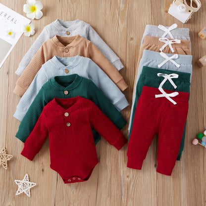 Newborn Winter Baby Girl Long Sleeve Romper Pants Sets