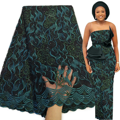 Soft Beaded African Ankara Lace - Azahshopping