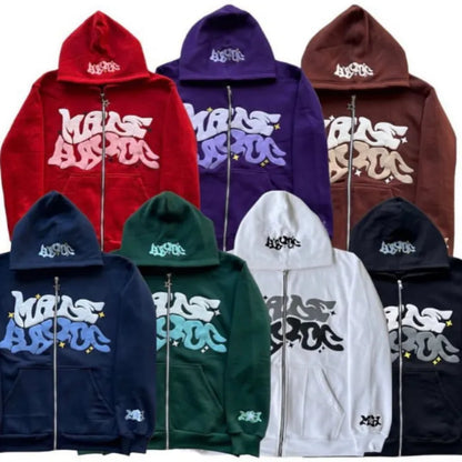 Y2K puffed print hoodie