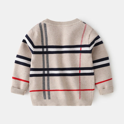 Winter Knit Clothes Long Sleeve Plaid Fashion Knitwear for Boys