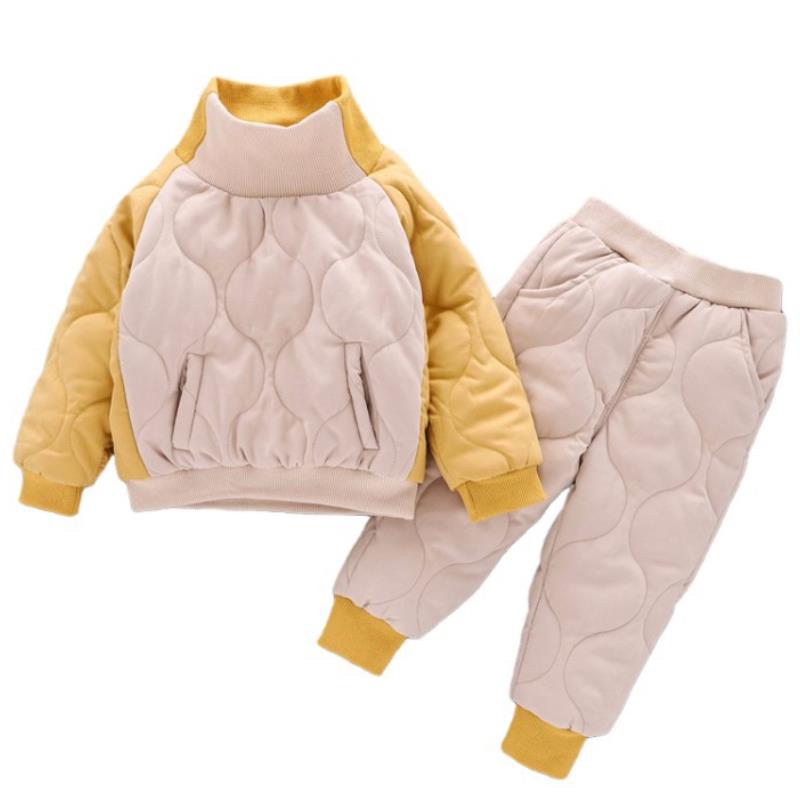 Trendy Kids Cotton Hooded Coats And Pants Velvet Two-piece Set Boy