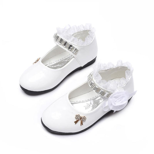 Princess Lace PU Leather Shoes Cute Bowknot Rhinestone For Toddler Shoes|Leather Shoes|