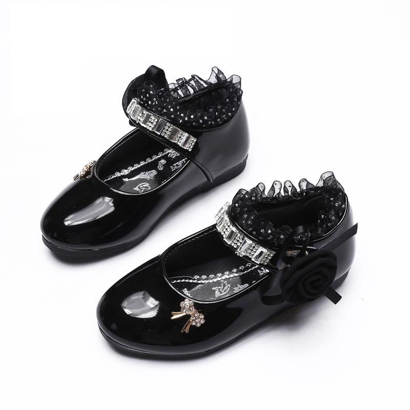 Princess Lace PU Leather Shoes Cute Bowknot Rhinestone For Toddler Shoes|Leather Shoes|