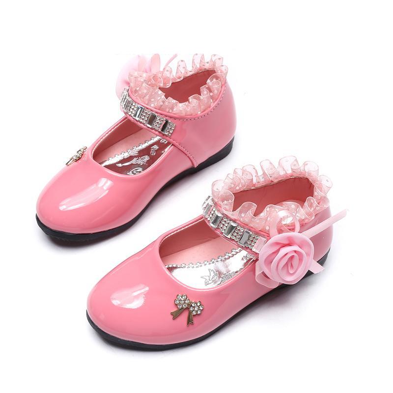 Princess Lace PU Leather Shoes Cute Bowknot Rhinestone For Toddler Shoes|Leather Shoes|