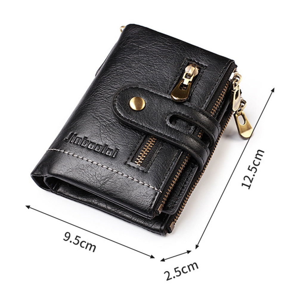 PU Leather Short Card Holder Chain Purse